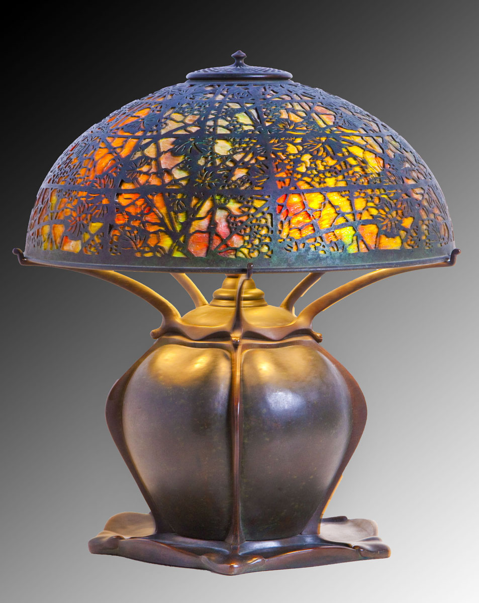 Tiffany Lamp with Grapevine Shade and Lily Pad Base ($24,000)